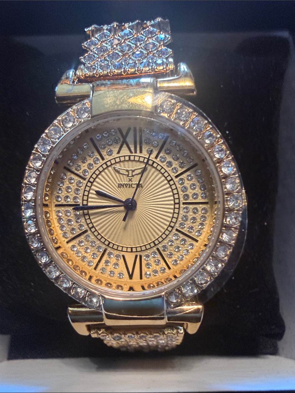 Invicta Women's Gold Crystal Accent Bracelet Watch
